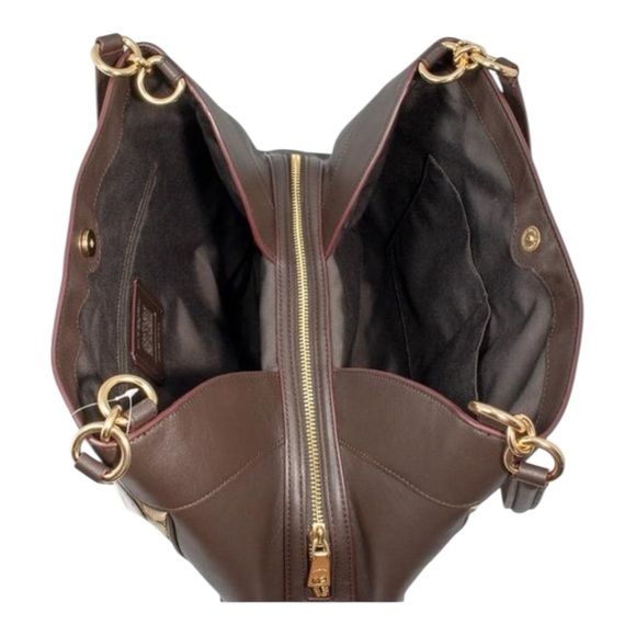 Coach Lexy Shoulder Bag F27579 Brown Signature Canvas Leather Trim - Picture 2 of 7